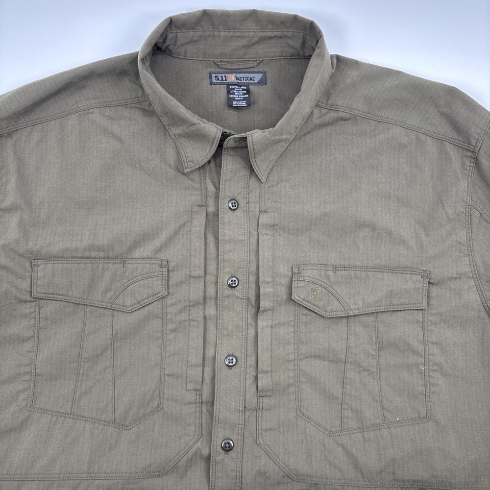 5.11 Tactical Stryke Shirt Mens XXL Olive Ripstop Long Sleeve Button Up Flex-Tac